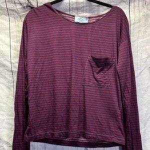 Vintage Prada Striped Long Sleeve Pocket Tee Large